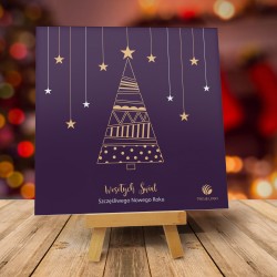 Firmowa kartka świąteczna Gwiazdkowa Jodełka z logiem