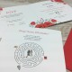 Kwadratowe zaproszenia ślubne "Czerwone Maki" z rebusem