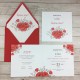 Kwadratowe zaproszenia ślubne "Czerwone Maki" z rebusem