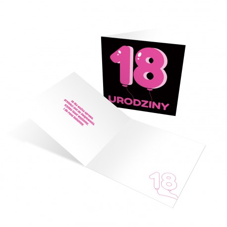 Zaproszenia na osiemnaste urodziny "Różowa Balonowa 18" z kopertami
