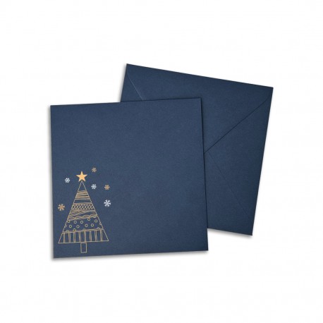 Kwadratowe koperty granatowe na Boże Narodzenie JODEŁKA 