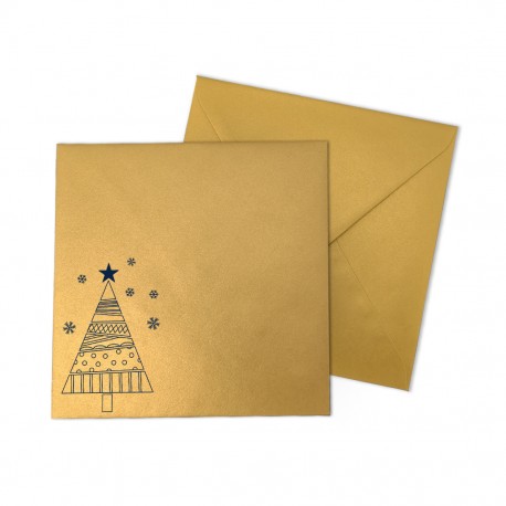 Kwadratowe koperty złote na Boże Narodzenie JODEŁKA 