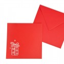 Czerwona koperta świąteczna kwadratowa 155x155 PREZENT 